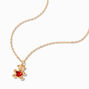 Gold July Birthstone Teddy Bear Pendant Necklace,