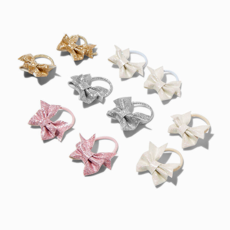 Claire&#39;s Club Glitter Bow Hair Ties - 10 Pack,