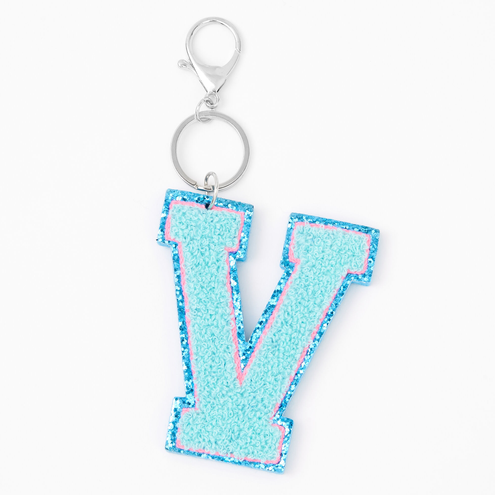 Blue Varsity Initial Keyring V Claire s