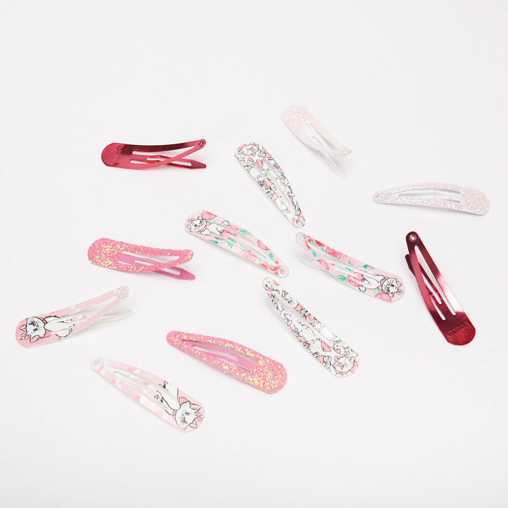 Roue de barrettes clic clac pailletées Marie et animaux Disney – Rose, lot de 12,