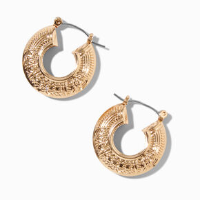Gold-tone Textured Boho Hoop Earrings,
