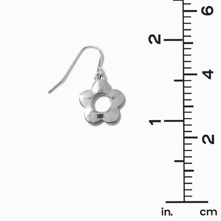Silver 0.5&quot; Daisy Drop Earrings,
