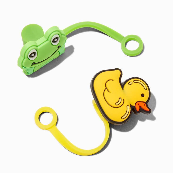 Frog &amp; Rubber Ducky Straw Covers - 2 Pack,