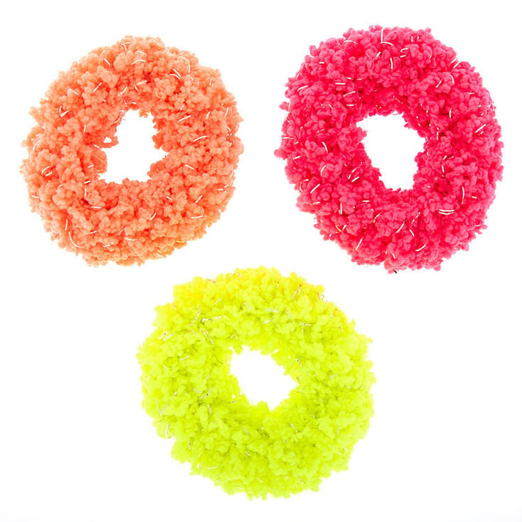 Petits chouchous pelucheux fluo - Lot de 3,