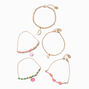 Gold Summer Charm Beaded Chain Bracelets - 5 Pack,