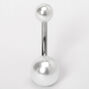 Silver 14G Classic Pearl Belly Ring - Ivory,
