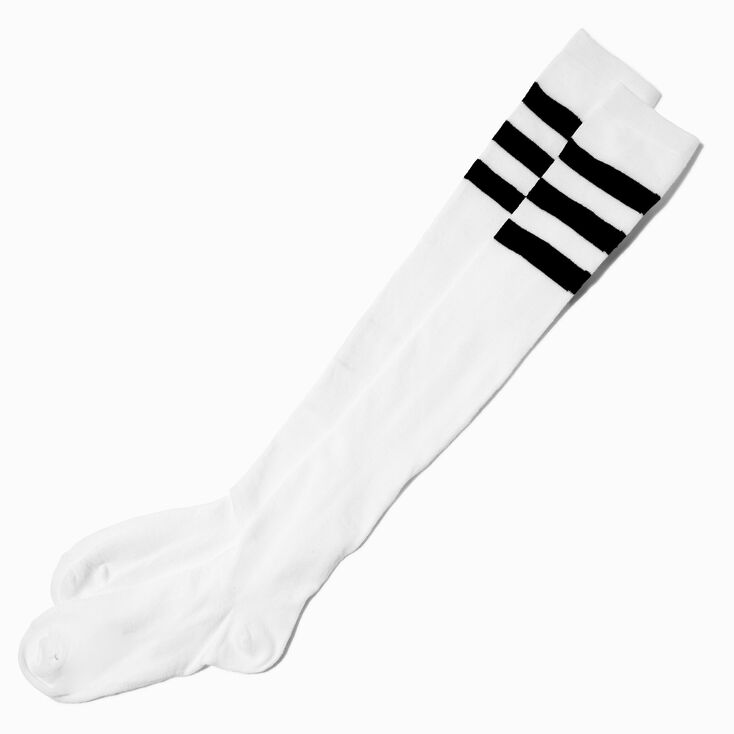 Black Stripe Over the Knee Socks,