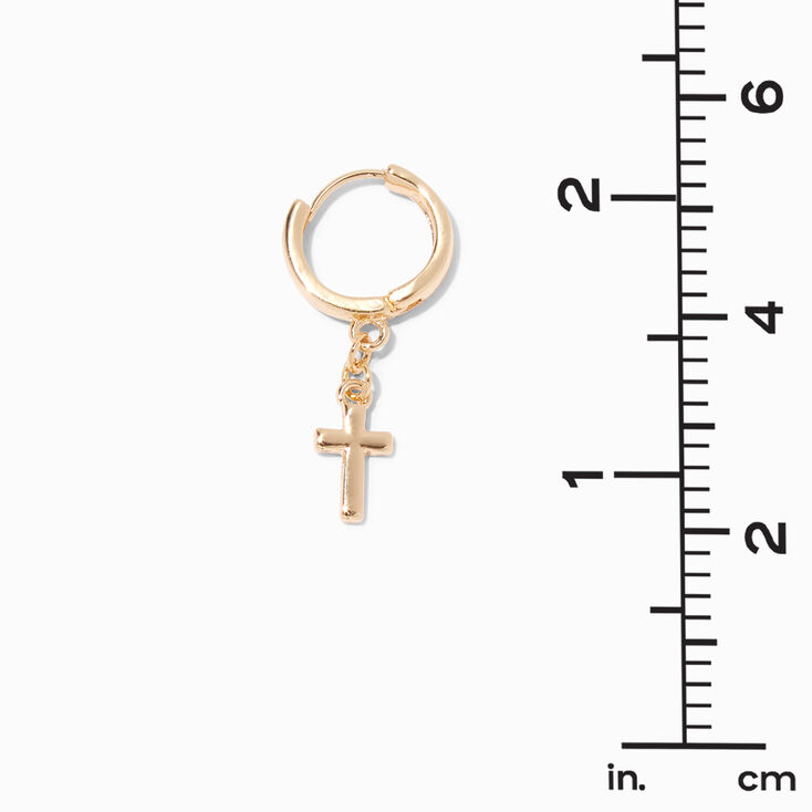 Claire&#39;s Recycled Jewelry Gold-tone Cross 10MM Huggie Hoop Earrings,