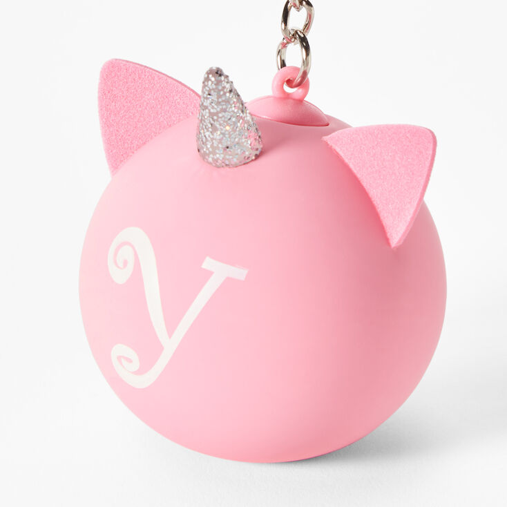 Initial Unicorn Stress Ball Keychain - Pink, Y,