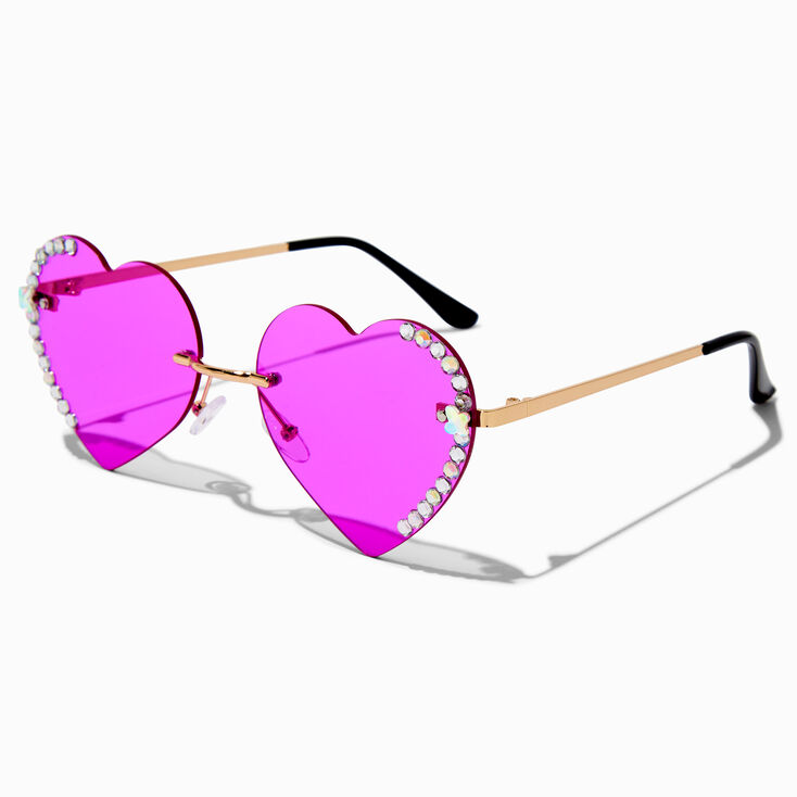 Purple Heart Rhinestone Sunglasses,