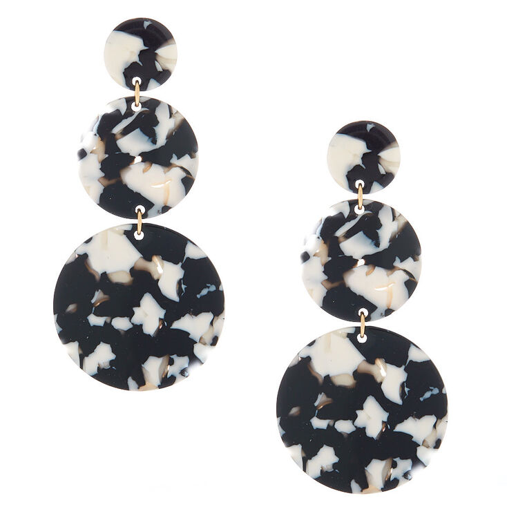 Claire's Pendantes rondes motif écaille de tortue noir de 8 cm couleur doré