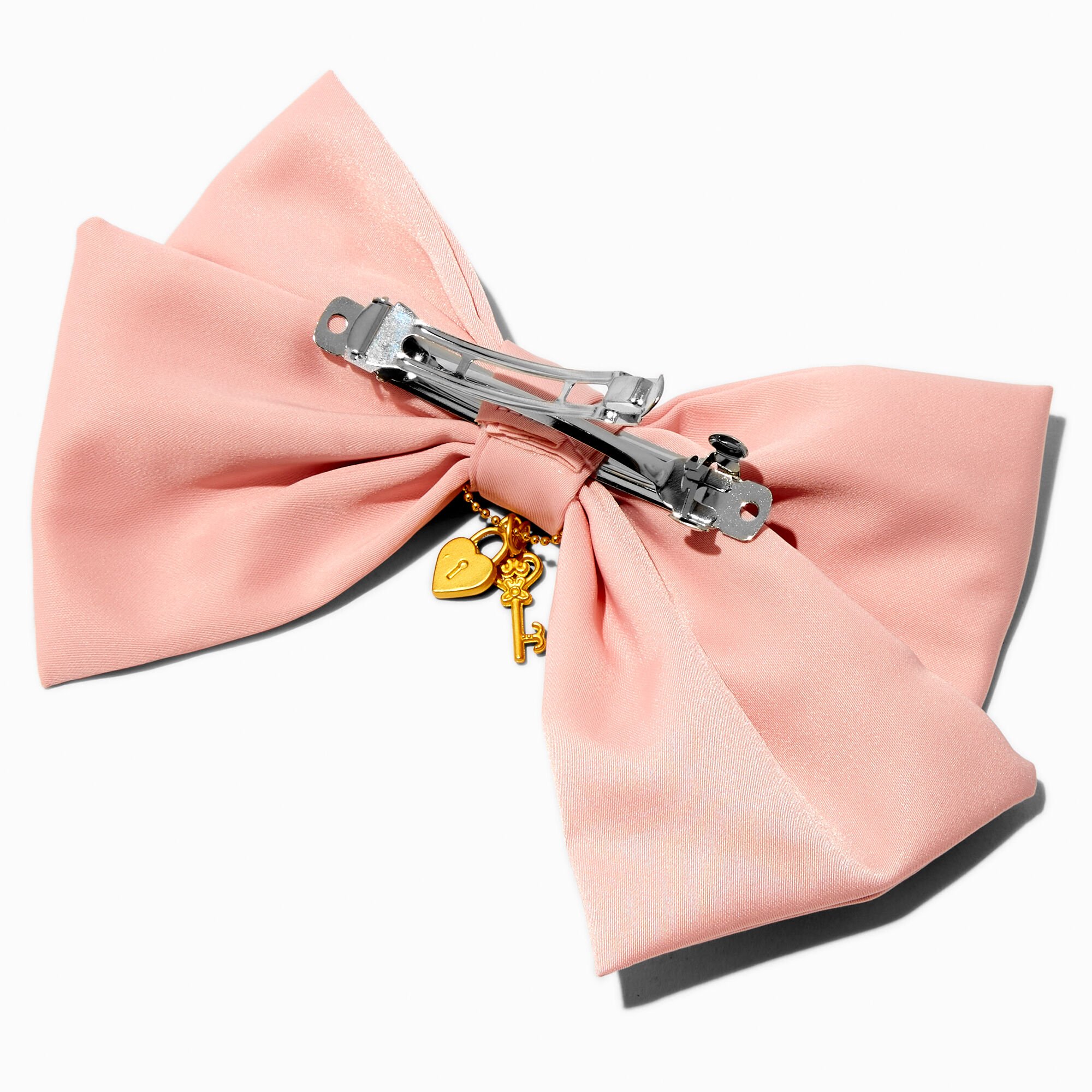 T H E M E x Claire's Heart Lock & Key Pink Hair Bow Clip,