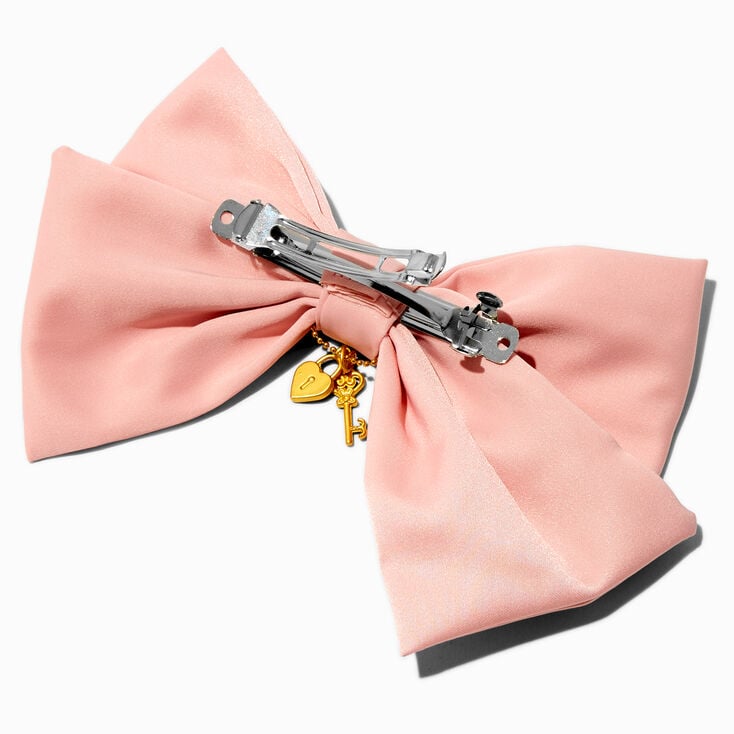 T H E M E x Claire&#39;s Heart Lock &amp; Key Pink Hair Bow Clip,