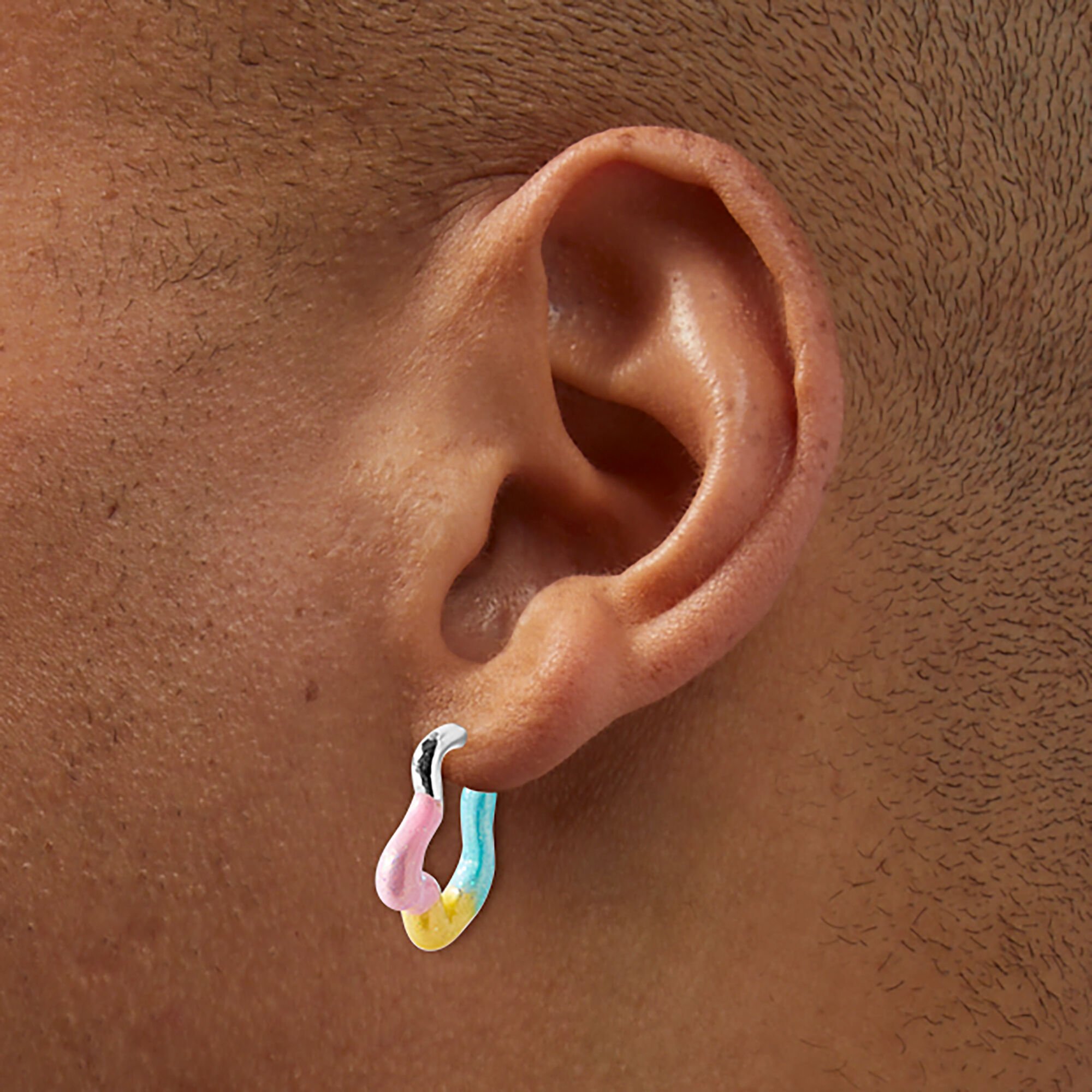 Rainbow Drippy Hoop Earrings,