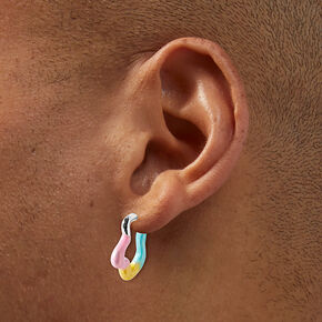 Rainbow Drippy Hoop Earrings,