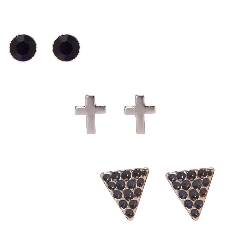 Sterling Silver Edgy Earrings Claire S Us Sterling Silver Edgy Earrings