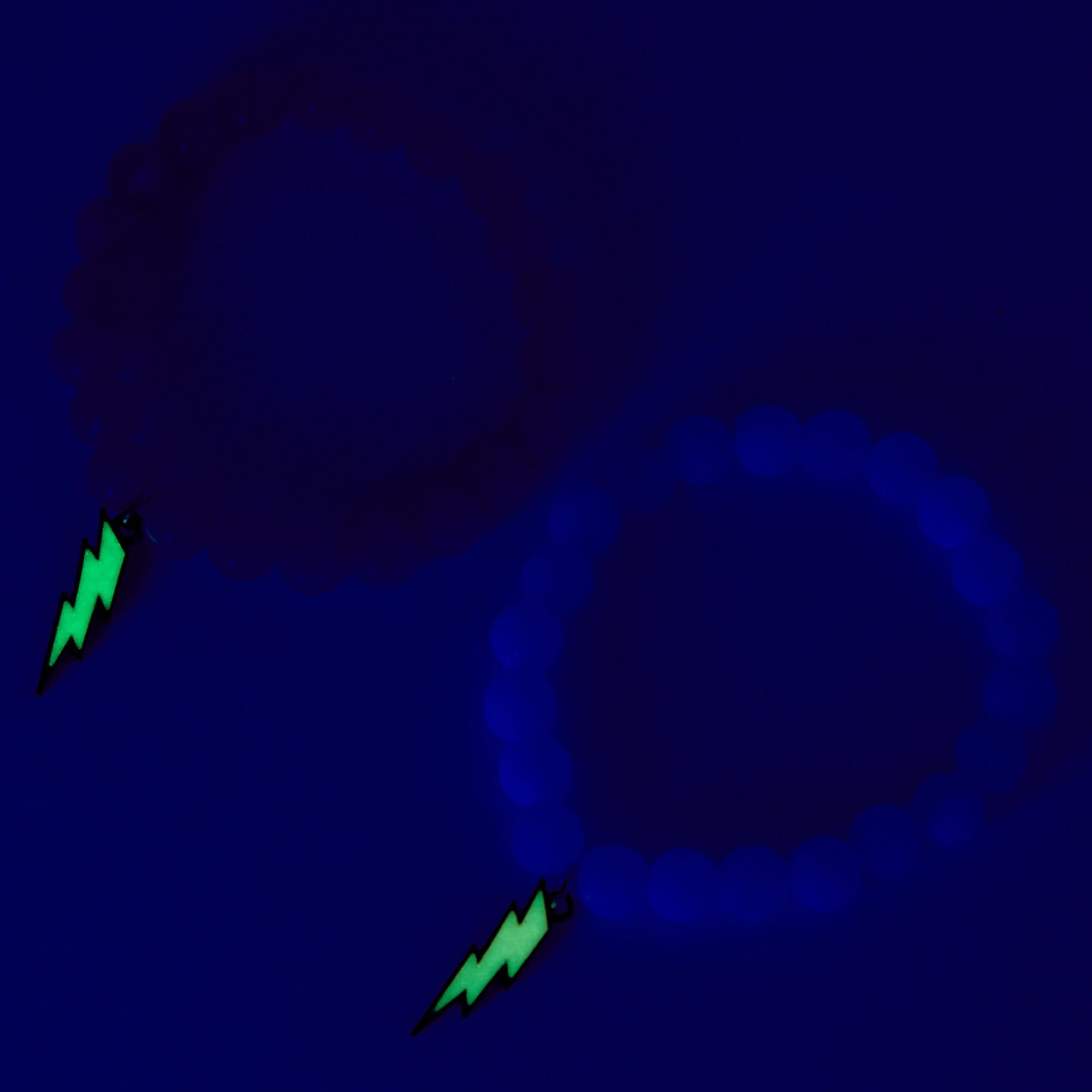 Lightning Bolt Glow in the Dark Beaded Stretch Bracelets - 2 Pack,