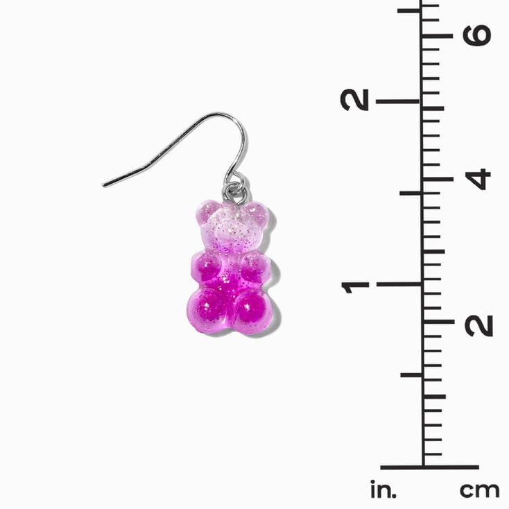 Pink Glitter Gummy Bear 0.5&quot; Drop Earrings,