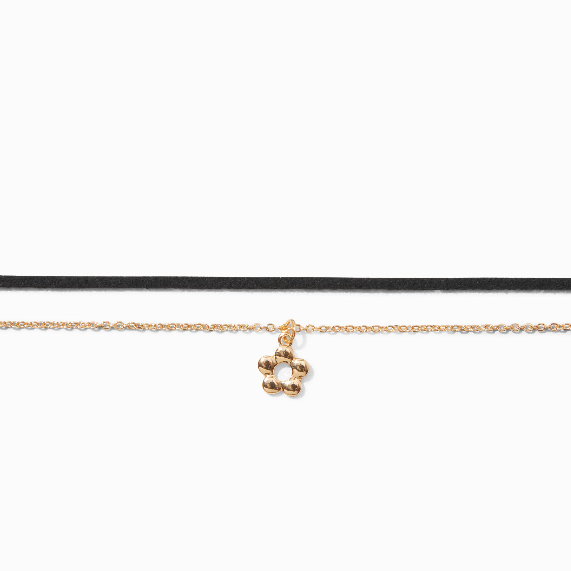 Gold Daisy Pendant Chain Choker Necklace - 2 Pack,