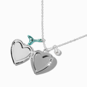 Mermaid Glitter Heart Locket Pendant Necklace,