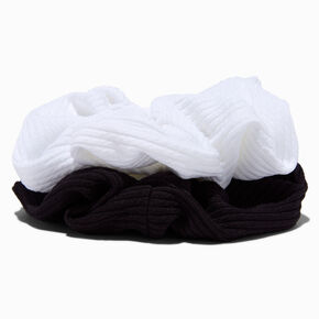 Black &amp; White Ribbed Hair Scrunchies - 2 Pack,
