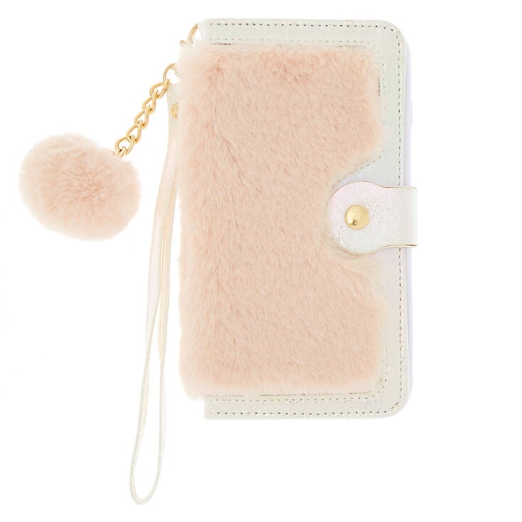 Blush Faux Fur Folio Phone Case Fits Iphone 6 7 8 Plus Claire S