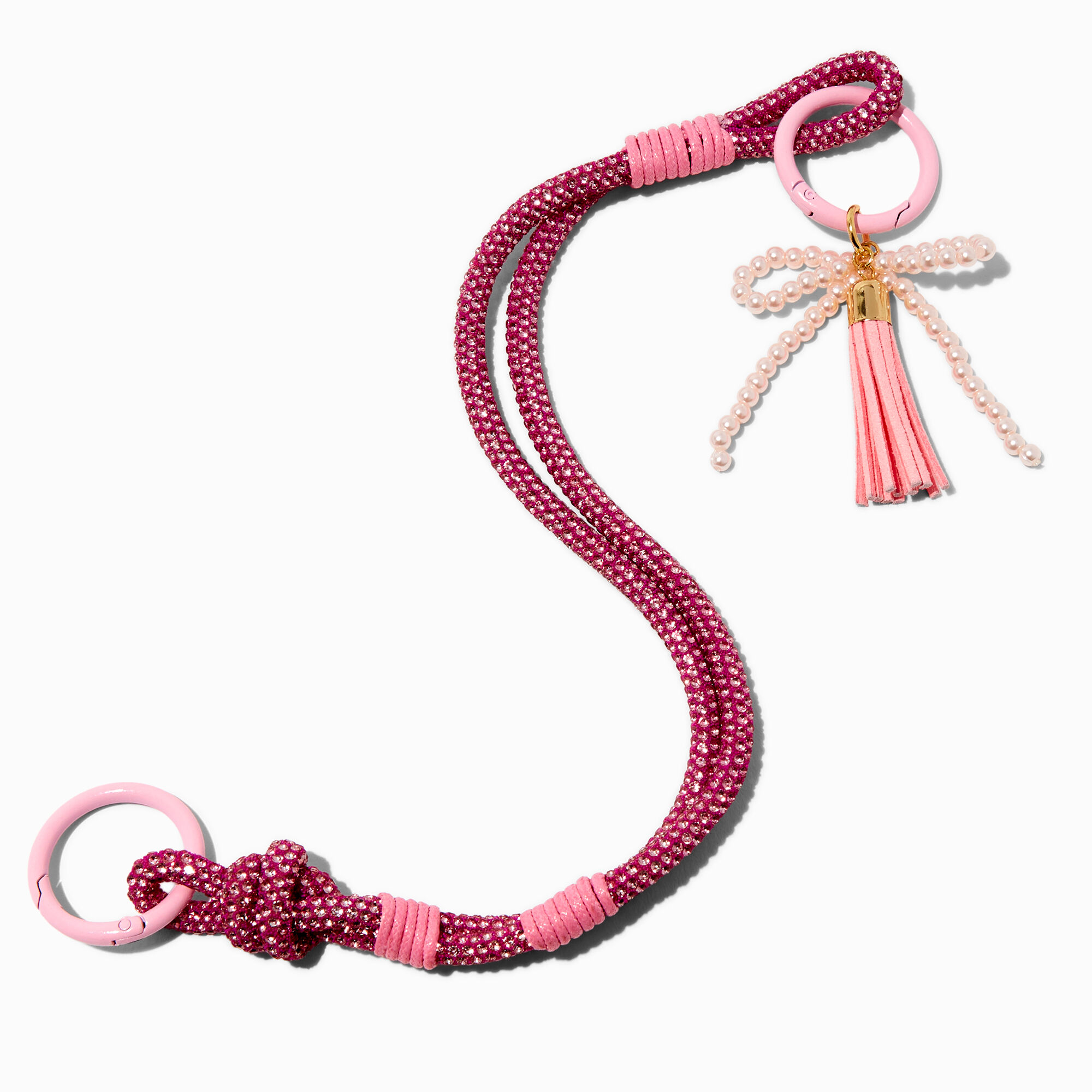 Pink Rhinestone Bow Bag Charm,