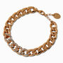 Gold-tone Bling Cuban Chain Bracelet,