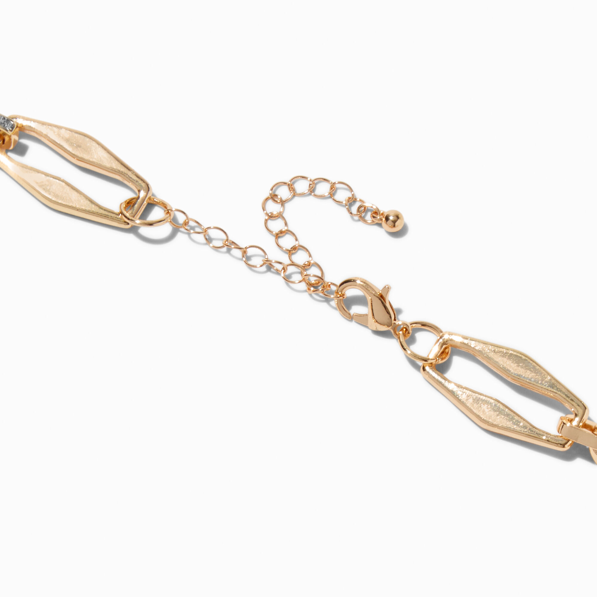 Gold-tone Chunky Mixed Chain Link Choker Necklace,