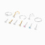 22G Mixed Metal Sterling Silver Cubic Zirconia Nose Studs &amp; Hoop - 12 Pack,
