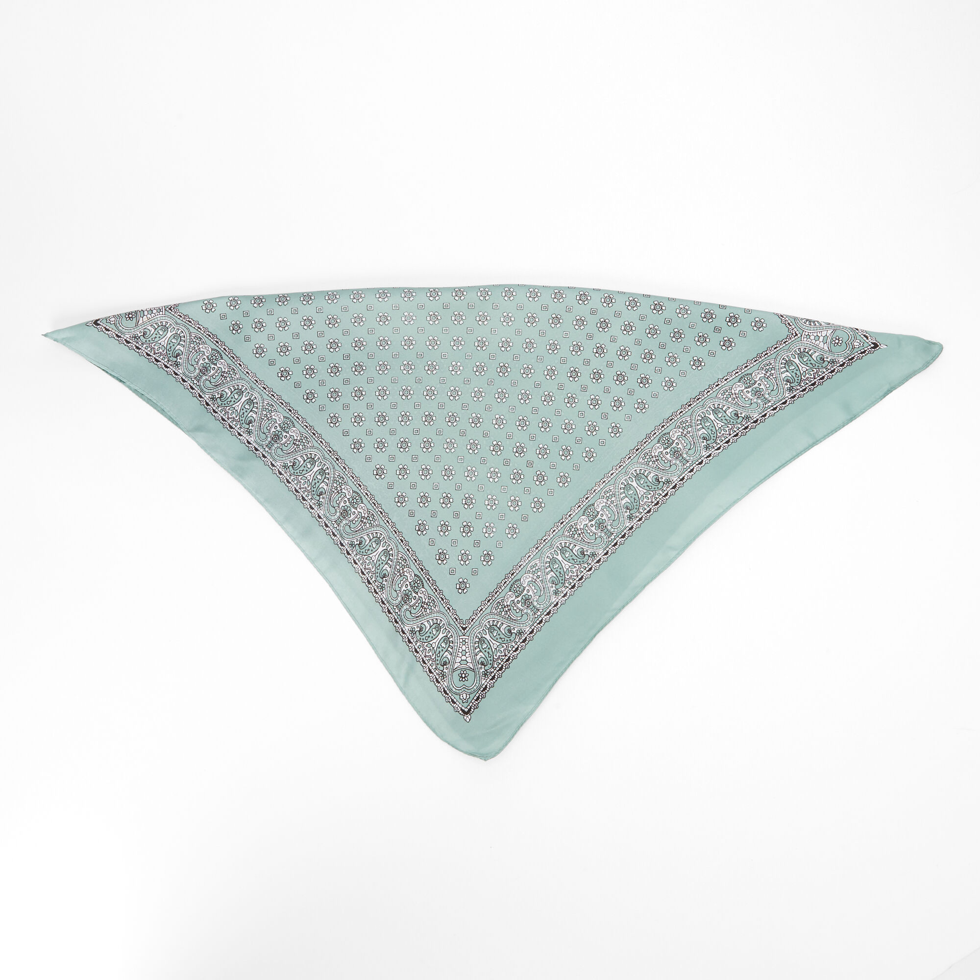 Floral Paisley Silky Bandana Headwrap - Seafoam,