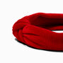 Knotted Ribbed Knit Headband - Red,