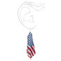 Patriotic Red, White, &amp; Blue Mesh Flag 3&quot; Drop Earrings,