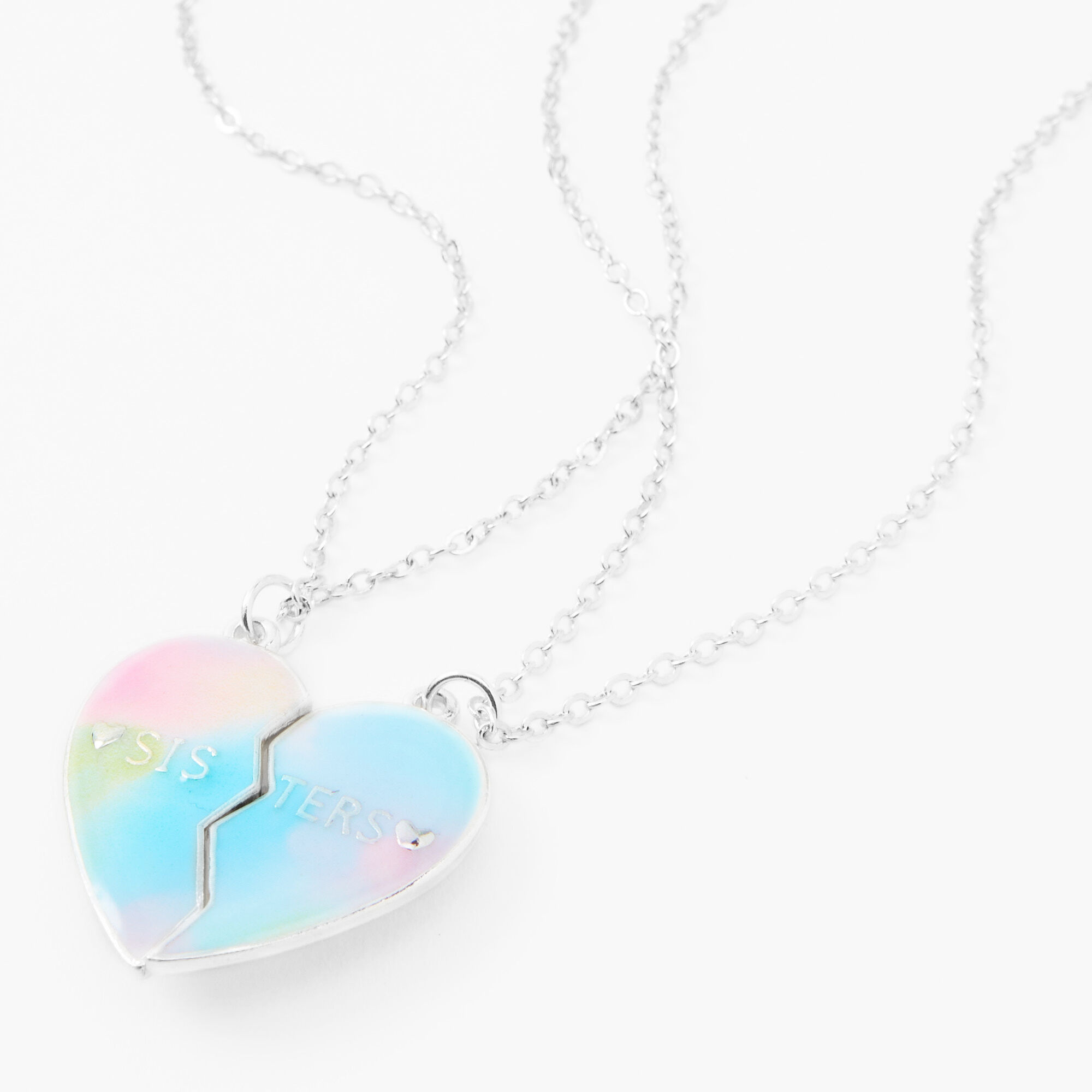 Best Friends Pastel Ombré Heart Pendant Necklaces - 2 Pack,