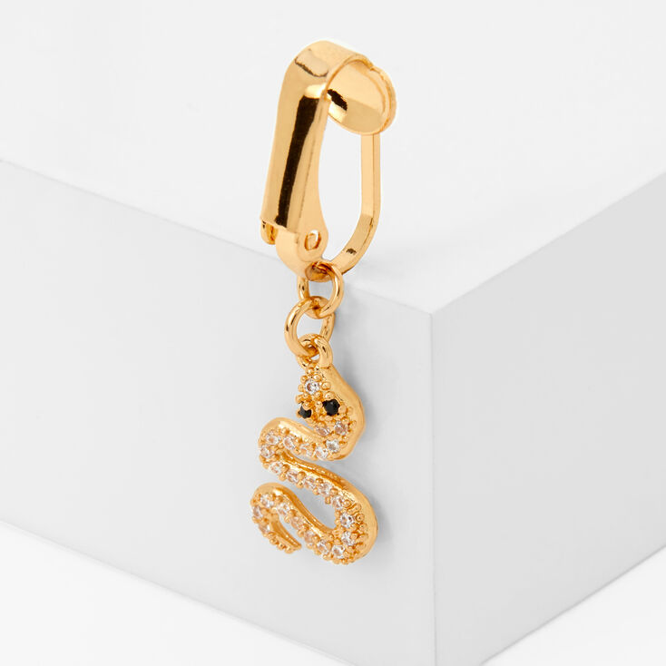 Gold Embellished Snake Clip-On Faux Belly Ring,