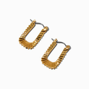 Gold-tone Textured Rectangle Hoop Earrings,