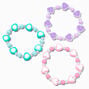 Claire&#39;s Club Pastel Heart Bead Stretch Bracelets - 3 Pack,