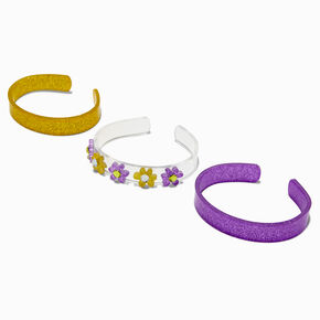 Claire&#39;s Club Purple Flower Bangle Bracelets - 3 Pack,
