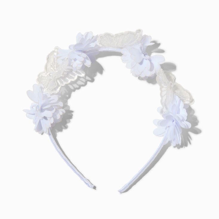 Claire&#39;s Club Special Occasion White Butterfly &amp; Floral Headband,