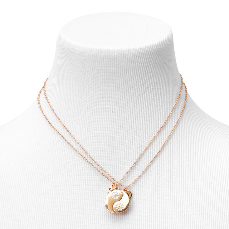 Best Friends Yin Yang Daisy Pendant Necklaces - 2 Pack,