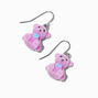 Pink Fuzzy Teddy Bear Drop Earrings,