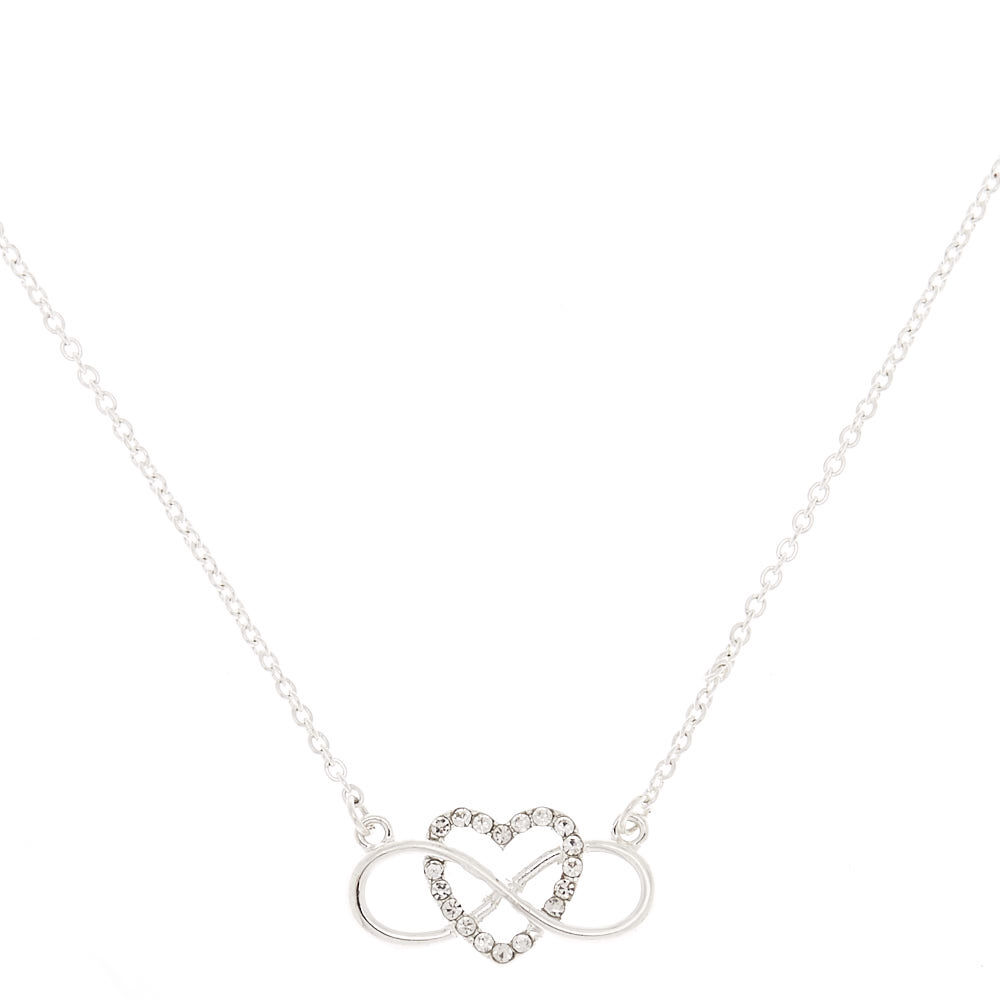 Silver Infinity Heart Pendant Necklace,