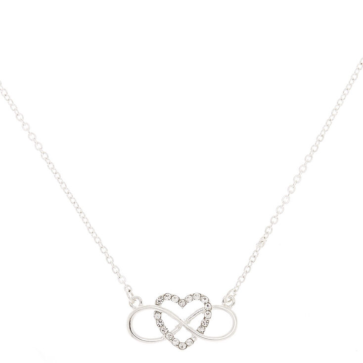 Silver Infinity Heart Pendant Necklace,