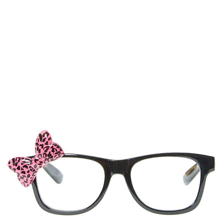 Montures rondes avec noeud imprim&eacute; l&eacute;opard noir et rose pour enfant,