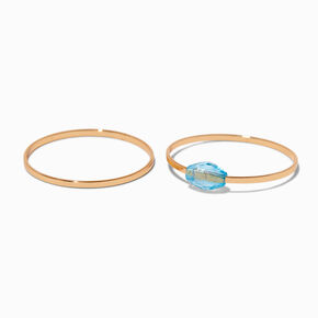 Blue Beaded Gold-tone Ring Stack - 2 Pack,