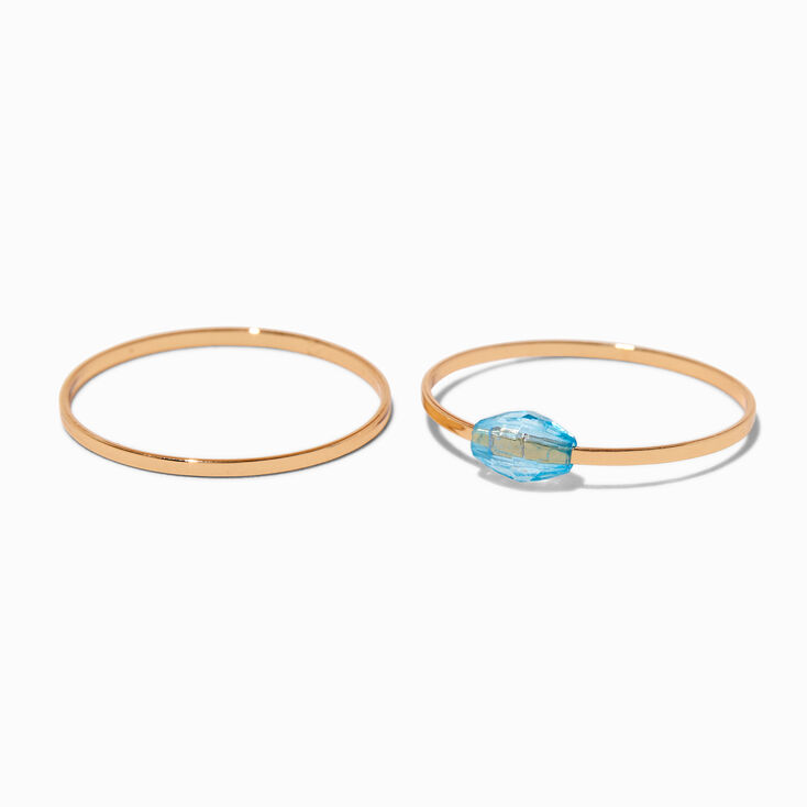 Blue Beaded Gold-tone Ring Stack - 2 Pack,