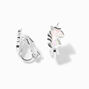 Silver Holographic Horse Clip-On Earrings,