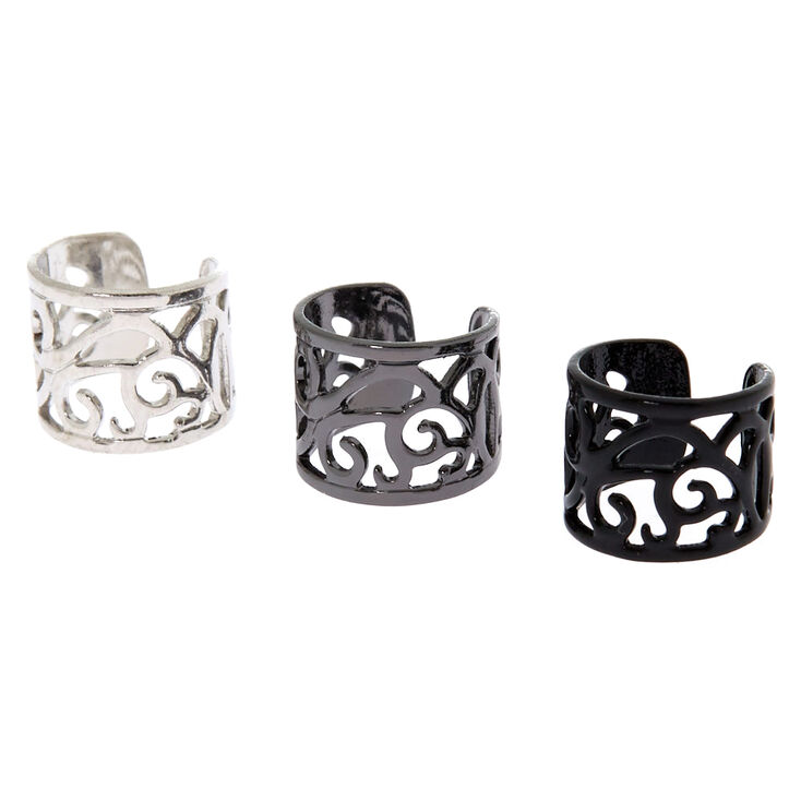 Mixed Metal Filigree Ear Cuffs - 3 Pack,