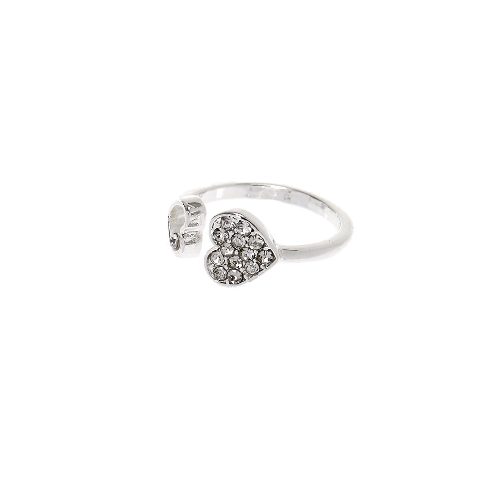 Bague de phalange manchette cœur couleur argenté,