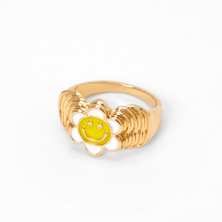 Gold Emoji Daisy Ring,